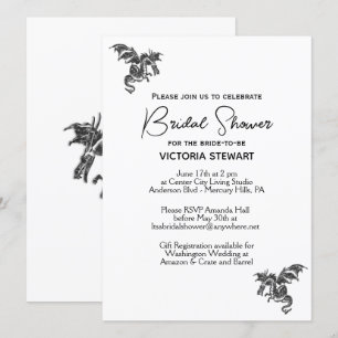 Invitation Fête des mariées blanche Imaginaire dragon