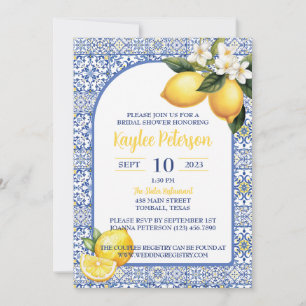 Invitation Fête des mariées Bleu Méditerranéen Et 