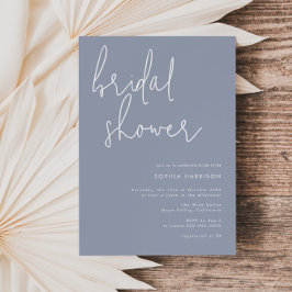 Invitation Fête des mariées bleu poussiéreux minimaliste