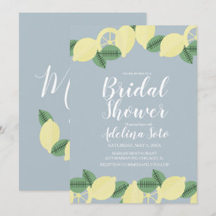 Invitation Fête des mariées Bleue Blush Lemon Boho Country