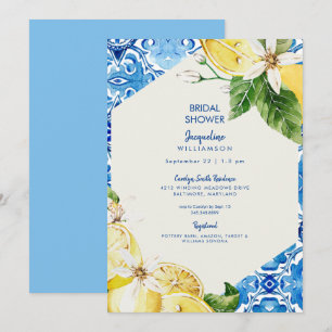 Invitation Fête des mariées Bleue Méditerranéenne moderne