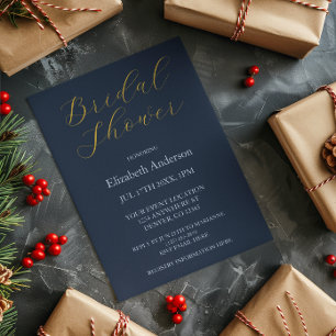 Invitation Fête des mariées bleue opulente