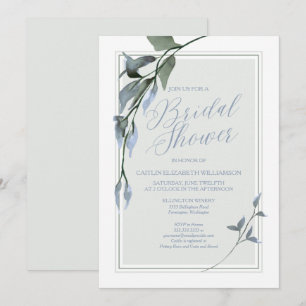Invitation Fête des mariées bleue verte Floral