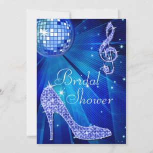 Invitation Fête des mariées Blue Disco Ball and Sparkle Heels