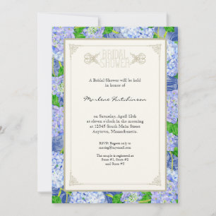 Invitation Fête des mariées Blue Hydrangea dentelle Floral Fo