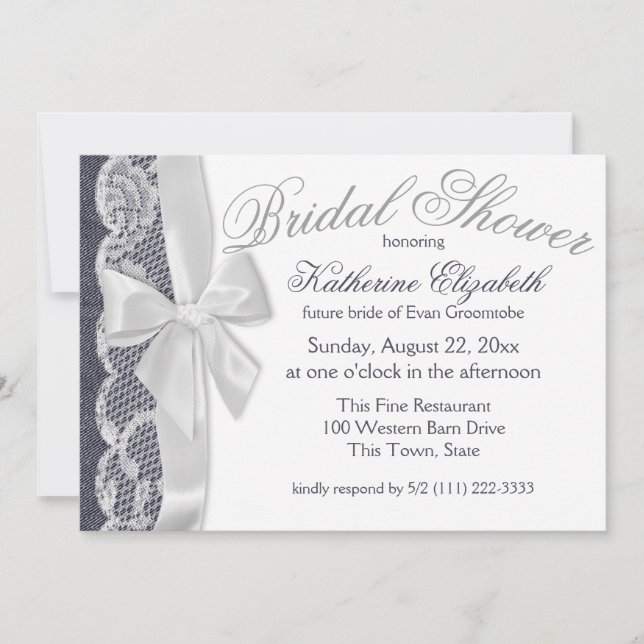 Invitation Fête des mariées Blue Jeans et Bow (Devant)