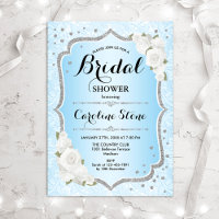 Fête des mariées - Blue Silver White Roses Invitat