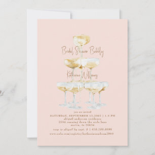 Invitation Fête des mariées Blush Champagne Bubly