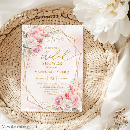 Invitation Fête des mariées Boho Blush Gold Frame 