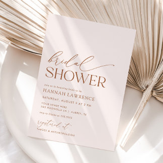 Invitation Fête des mariées Boho Blush Rose minimale