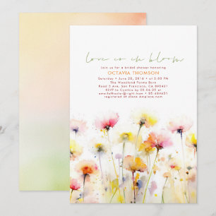 Invitation Fête des mariées Boho Elegant Fleur sauvage Aquare