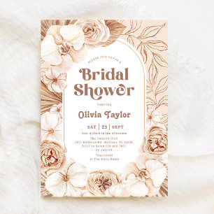 Invitation Fête des mariées Boho Floral Mocha