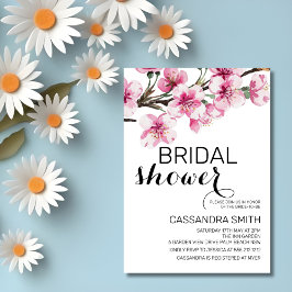 Invitation Fête des mariées botanique chic rose cerise en fle