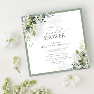 Invitation Fête des mariées botanique Dusty Blue Eucalyptus