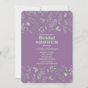 Invitation Fête des mariées botanique Feuille Lilac Purple Si