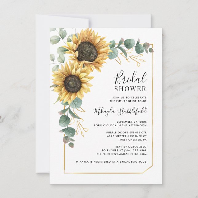 Invitation Fête des mariées botanique florale de tournesol (Devant)