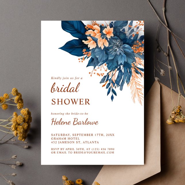 Invitation Fête des mariées botanique moderne et élégante (Modern Elegant Botanical Floral Bridal Shower Invitation)