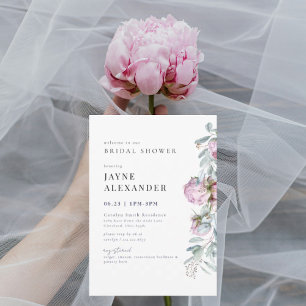 Invitation Fête des mariées botanique Pink Peonies