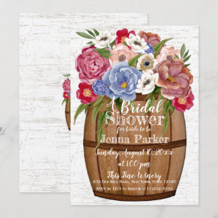 Invitation Fête des mariées Bouquet de tonneau de vin