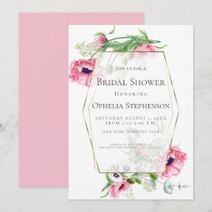 Invitation FÊTE DES MARIÉES Bouquet Pink Poppy