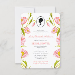 Invitation Fête des mariées Bridgerton fleur sauvage rose bud