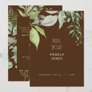 Invitation Fête des mariées Brown Eucalyptus en cascade