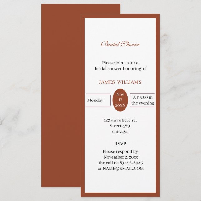 Invitation Fête des mariées Brown personnalisée (Devant / Derrière)