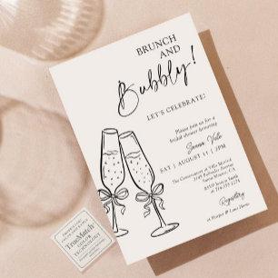 Invitation Fête des mariées Brunch & Bubbly Champagne Black B