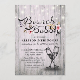 Invitation Fête des mariées Brunch Bubbly Champagne Flutes Bo
