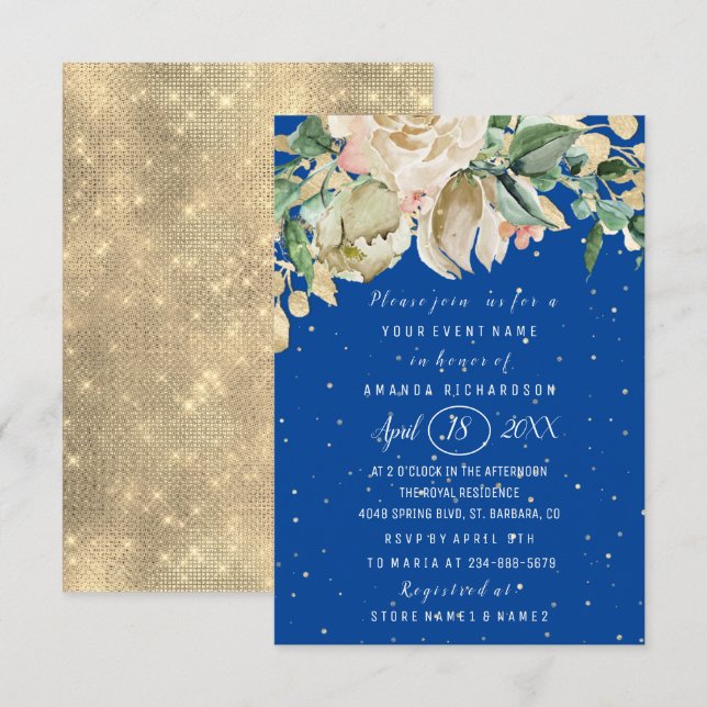 Invitation Fête des mariées Brunch Mint Royal Confetti (Devant / Derrière)