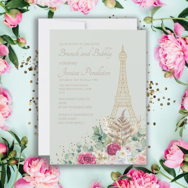 Invitation Fête des mariées Brunch Paris Tour Eiffel français (Créateur téléchargé)