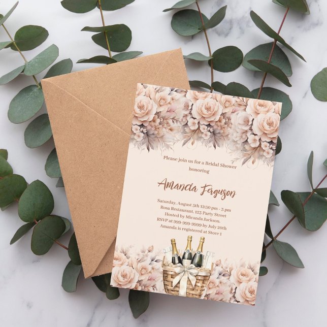 Invitation Fête des mariées brunch rose beige crème (Créateur téléchargé)