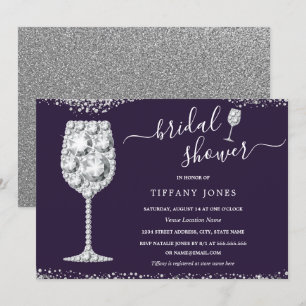 Invitation Fête des mariées Bubbly en argent violet 