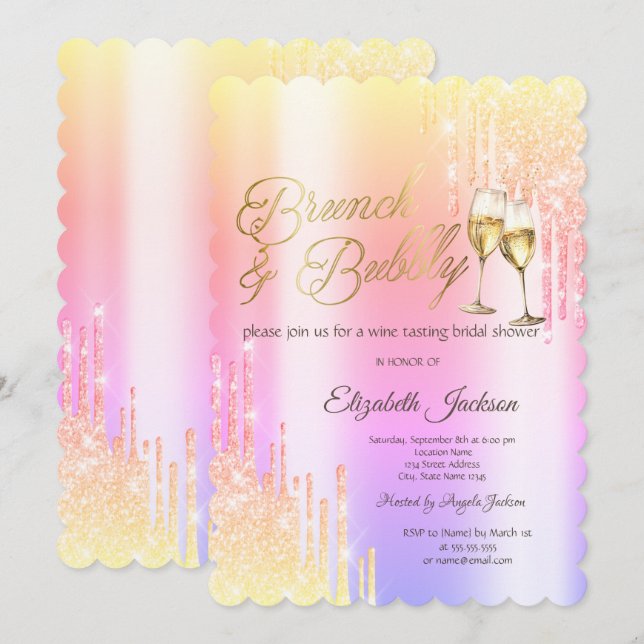 Invitation Fête des mariées Bubbly Ombre (Devant / Derrière)
