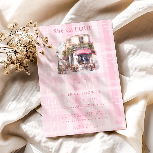 Invitation Fête des mariées Café Français Rose (Créateur téléchargé)