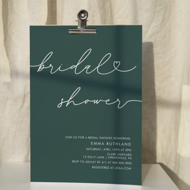 Invitation Fête des mariées cardiaque minimaliste manuscrite (Créateur téléchargé)