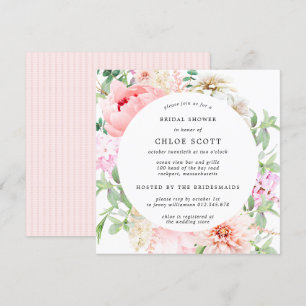 Invitation Fête des mariées Carré rose Peony