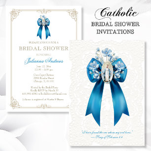 Invitation Fête des mariées catholique Béni Mère Marie