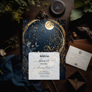 Invitation Fête des mariées céleste bleue Midnight Gold