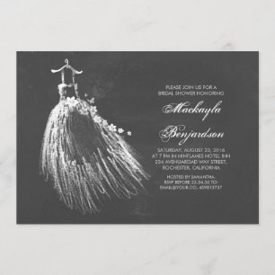 Invitation Fête des mariées Chalkboard avec Mariage Gown