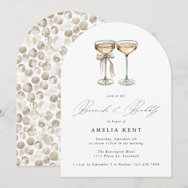 Invitation Fête des mariées Champagne Brunch & Bubbly Waterco (Devant / Derrière)