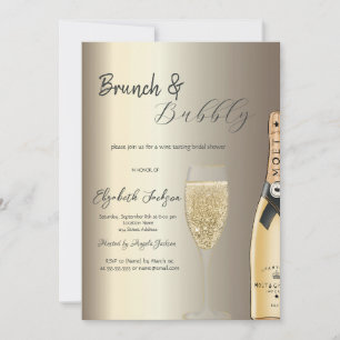 Invitation Fête des mariées Champagne en verre de Moet