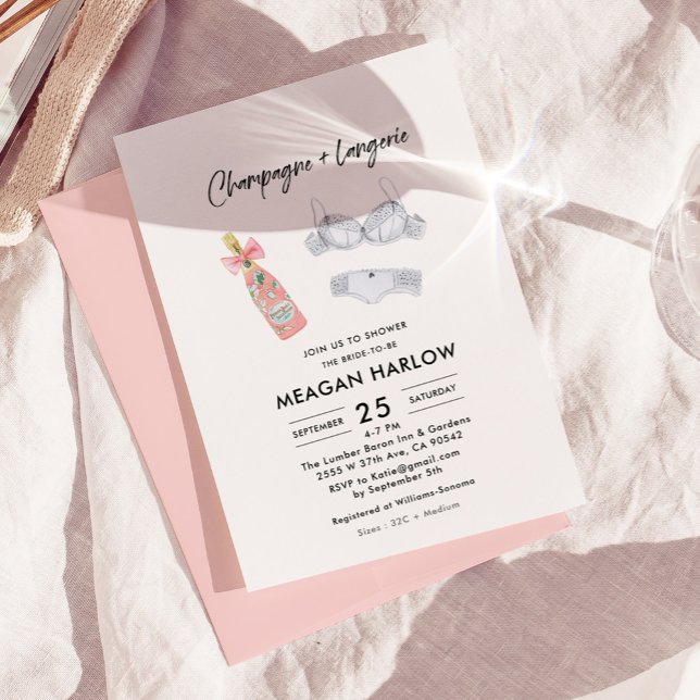 Invitation Fête des mariées Champagne et Lingerie (Créateur téléchargé)