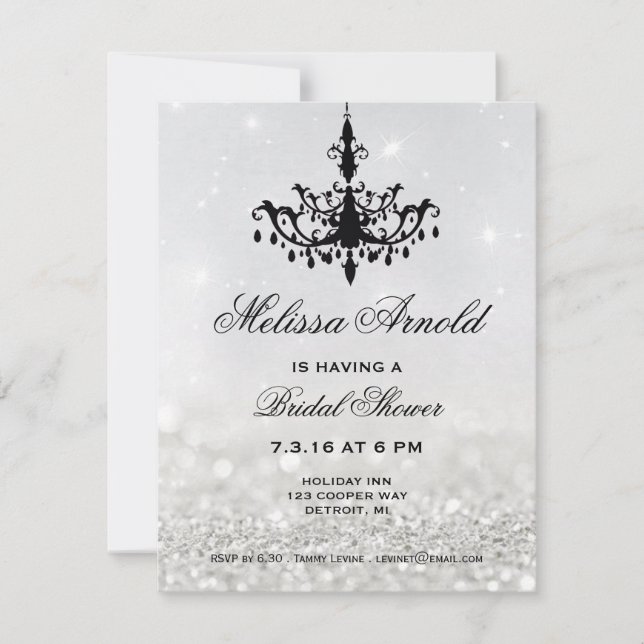 Invitation Fête des mariées | Chandelier Silver (Devant)