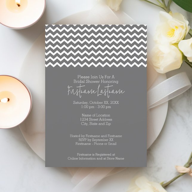 Invitation Fête des mariées Chevron moderne ou partie d'engag (Bridal Shower Invitation - modern chevrons)