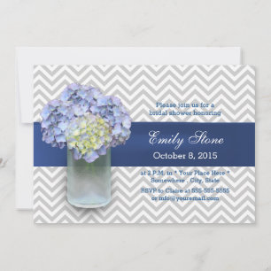 Invitation Fête des mariées Chevron Stripes Hydrangea Mason J