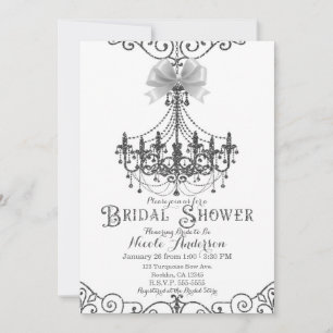 Invitation Fête des mariées chic blanc et blanc argenté