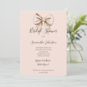 Invitation Fête des mariées Chic Peach Cream Bow