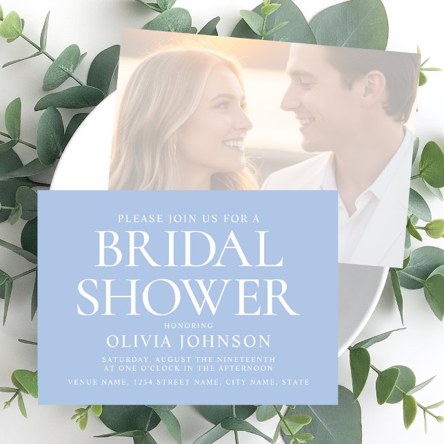 Invitation Fête des mariées chic Typographie Mariage Bleu (Créateur téléchargé)