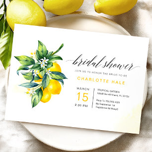 Invitation Fête des mariées citron aquarelle